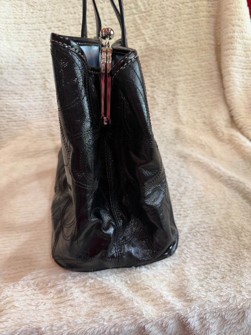 Coach Black Leather Tote with Signature Trim - Picture 6 of 10